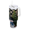 30 oz Insulated Stainless Steel Tumbler Double Wall Stainless Steel Tumbler with 2-Way Drinking Two Snowmen Pattern - E36T