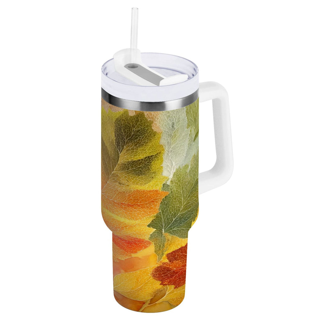 30 oz Insulated Stainless Steel Tumbler Double Wall Stainless Steel Tumbler with 2-Way Drinking Various Shades Autumn Leaves - GYLD