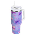 30 oz Insulated Stainless Steel Tumbler Double Wall Stainless Steel Tumbler with 2-Way Drinking Watercolor Bows Pattern - YXPV
