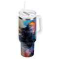 30 oz Insulated Stainless Steel Tumbler Double Wall Stainless Steel Tumbler with 2-Way Drinking Watercolor Calico Cat - 5KFB