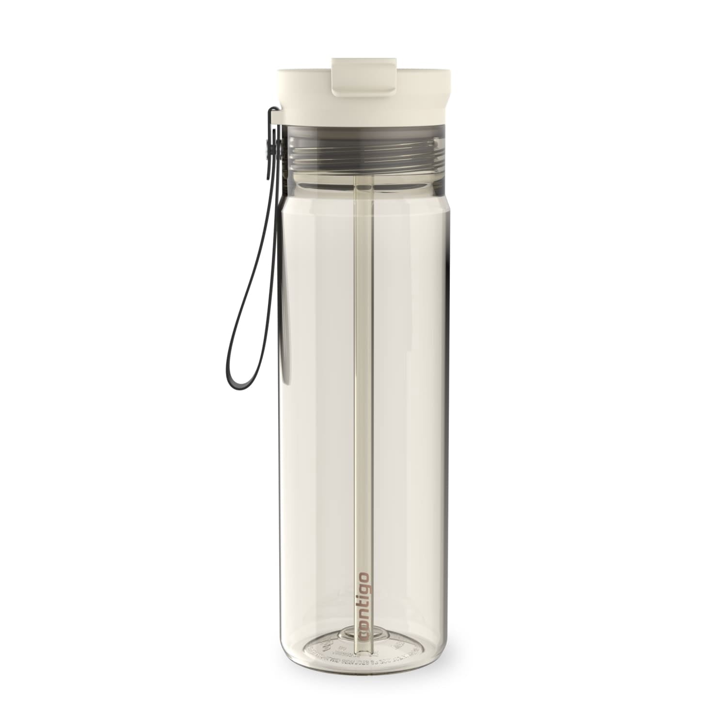 Contigo DualSip Leakproof Plastic Reusable Water Bottle with Carrying Strap, Cream/Clear, 28 oz - EGUC