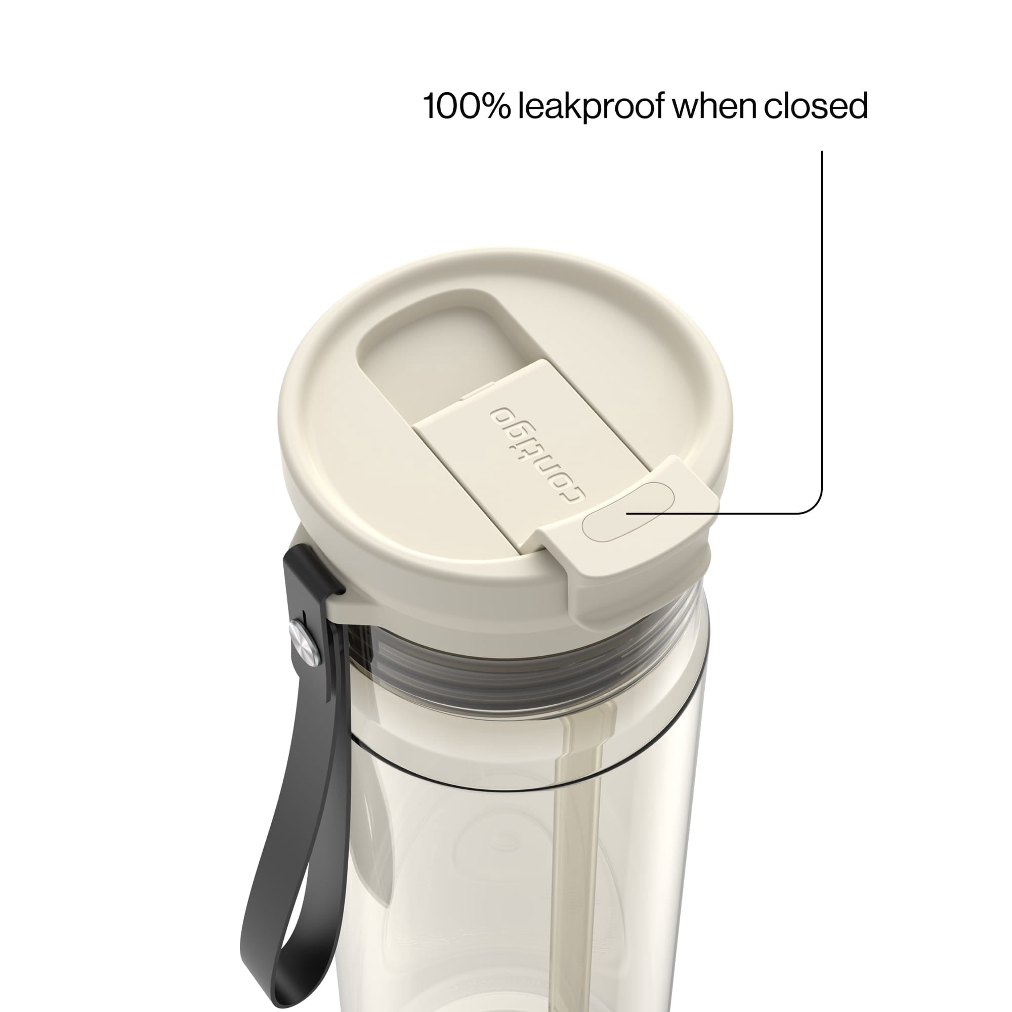 Contigo DualSip Leakproof Plastic Reusable Water Bottle with Carrying Strap, Cream/Clear, 28 oz - EGUC