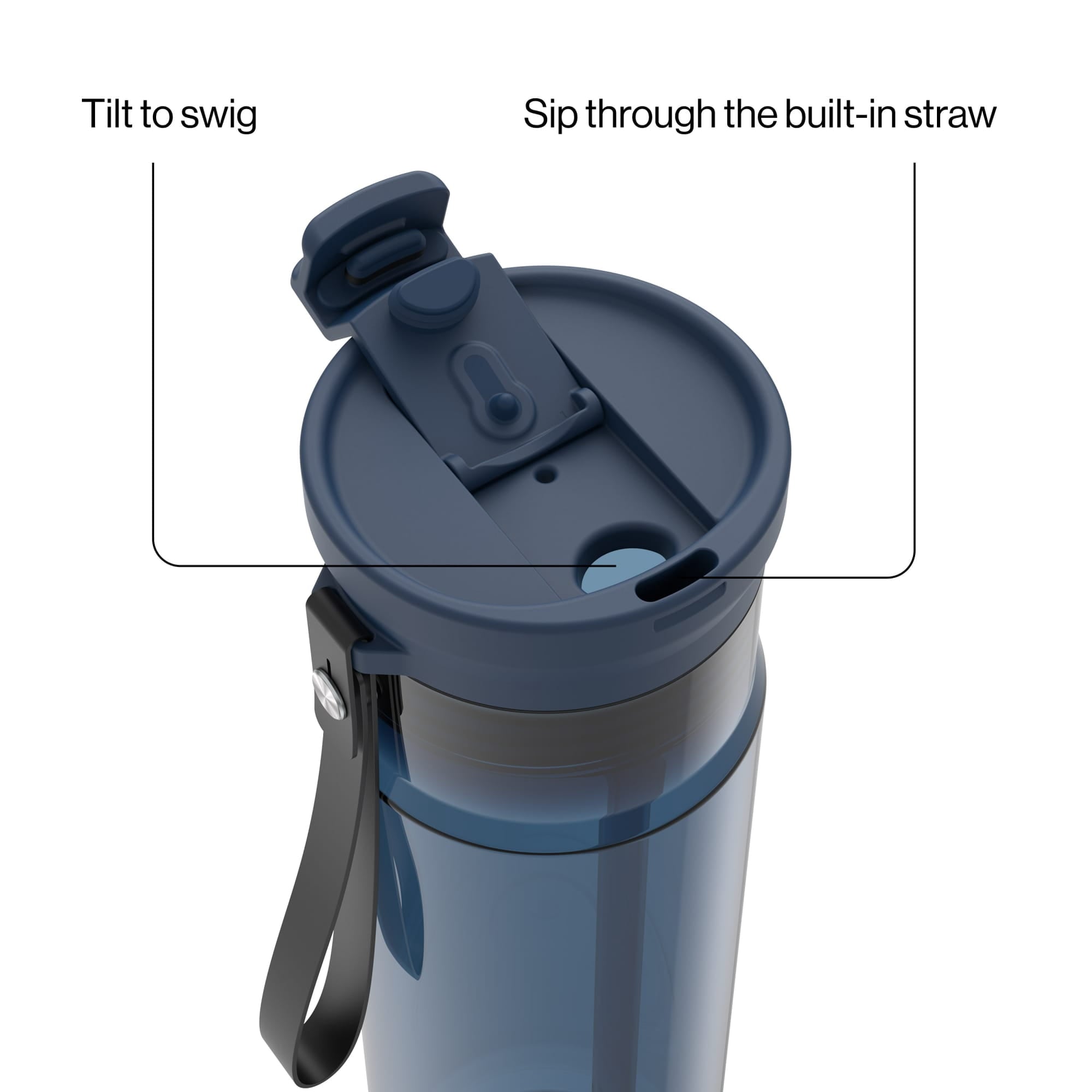 Contigo DualSip Leakproof Plastic Reusable Water Bottle with Carrying Strap, Cream/Clear, 28 oz - EGUC
