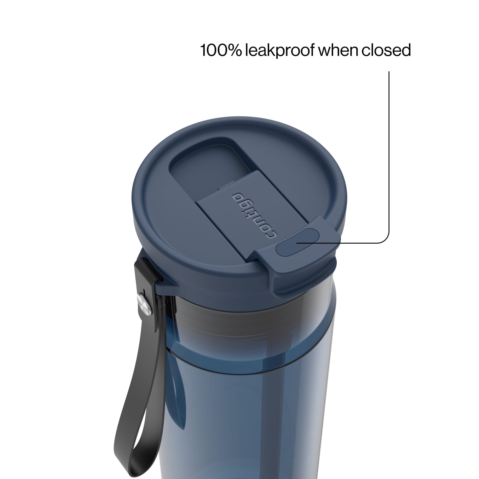 Contigo DualSip Leakproof Plastic Reusable Water Bottle with Carrying Strap, Cream/Clear, 28 oz - EGUC