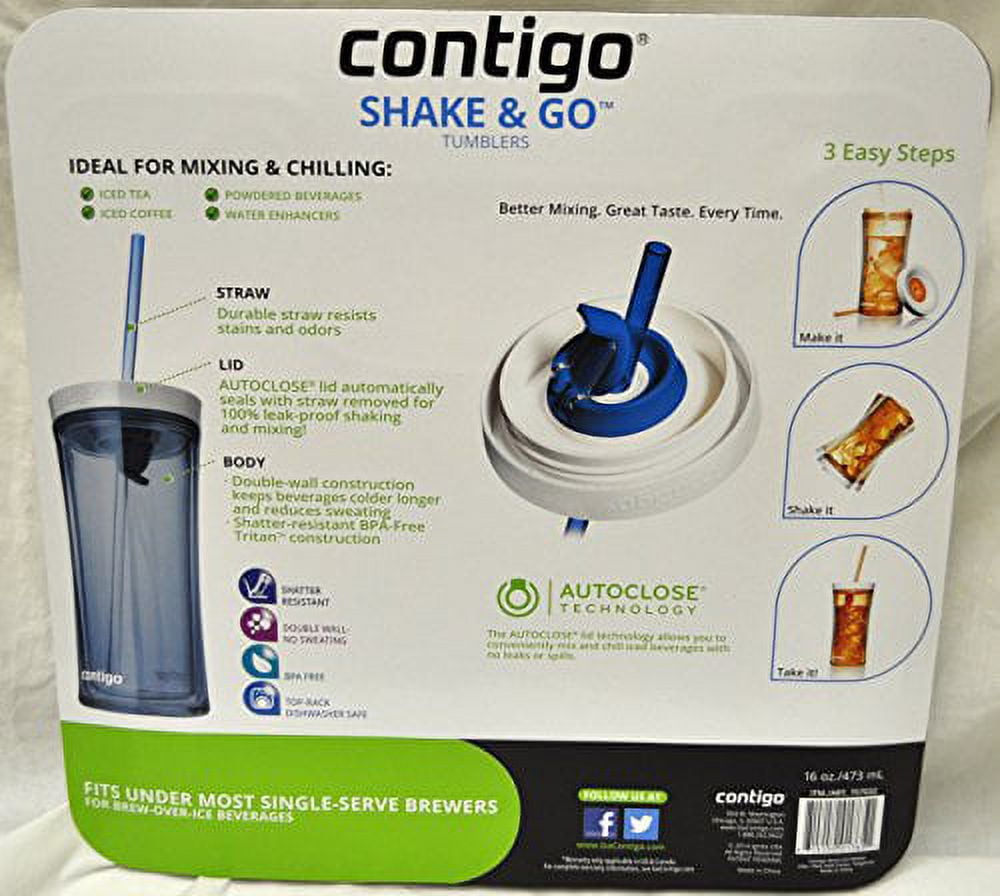 Contigo Shake &amp; Go Plastic Tumblers - Set of 3 (Lavender Orange &amp; Clear) - 7K94