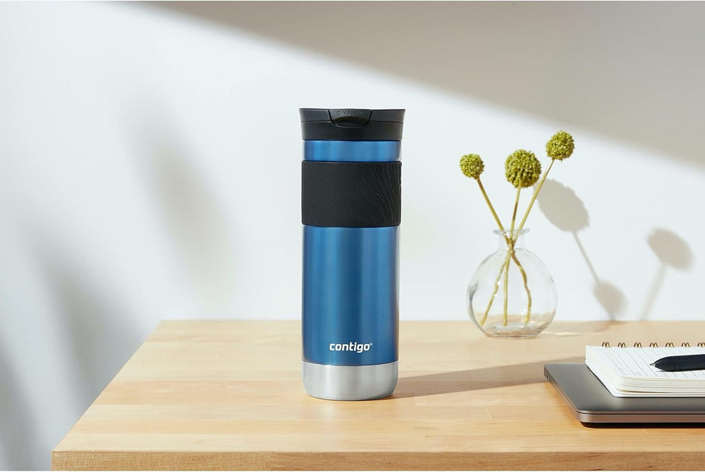 Contigo SNAPSEAL Insulated Stainless Steel Travel Mug with Grip, 16 oz, Blueberry Transparent Satin &amp; Gold Morel, 2-Pack - QTY6