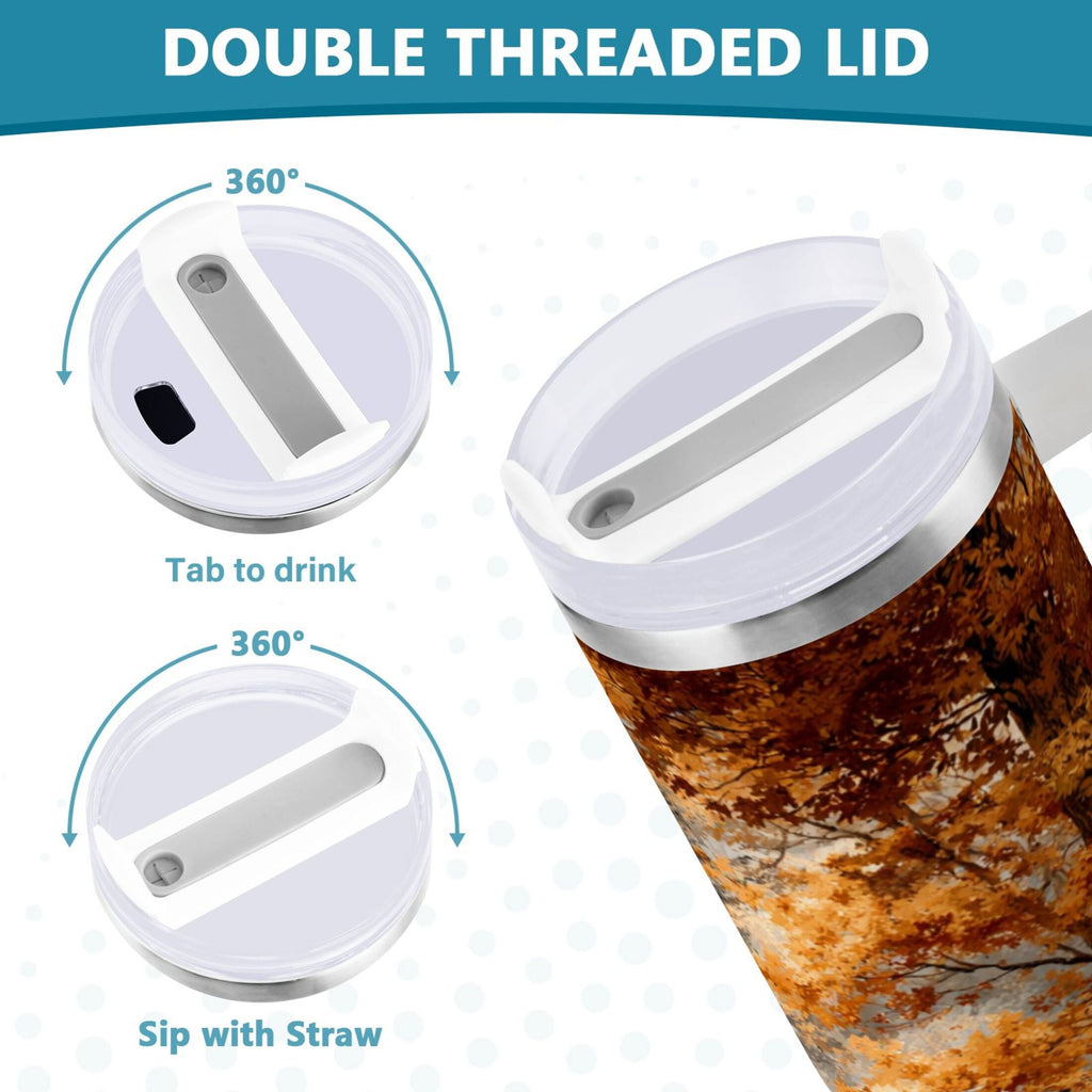 30 oz Insulated Stainless Steel Tumbler Double Wall Stainless Steel Tumbler with 2-Way Drinking Beautiful Autumn Forest - TMGP