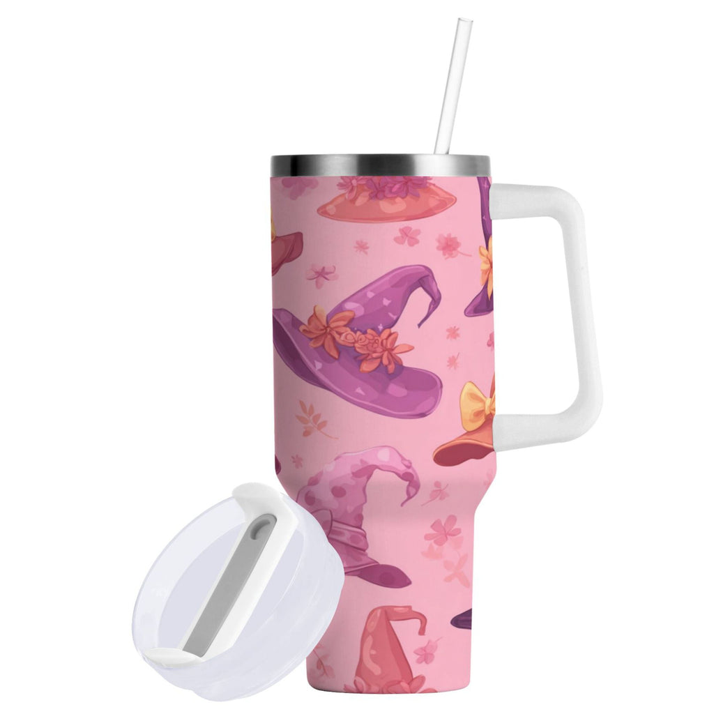 30 oz Insulated Stainless Steel Tumbler Double Wall Stainless Steel Tumbler with 2-Way Drinking Colorful Hat Pattern - DY8G