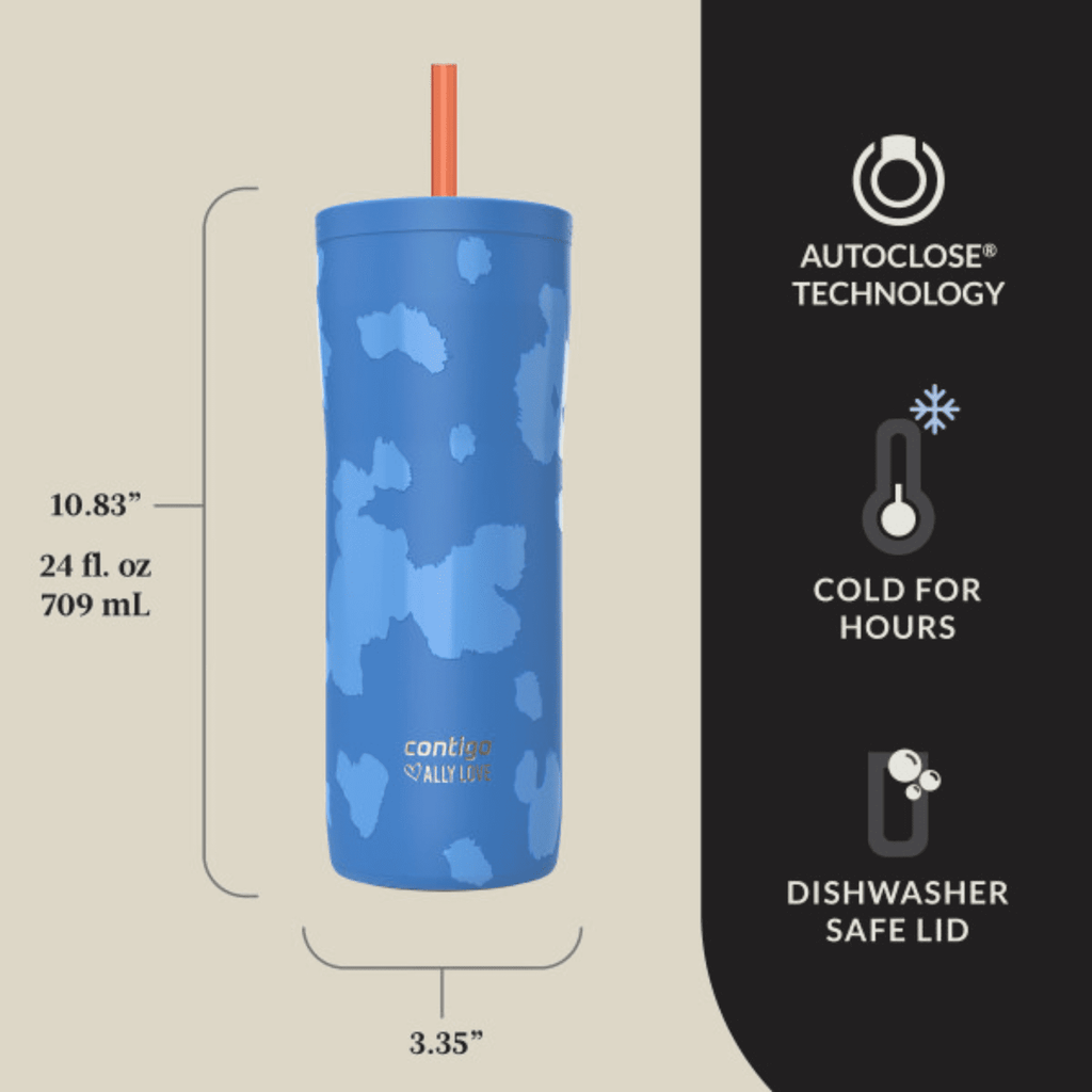 Contigo x Ally Love Streeterville 2.0 Stainless Steel Tumbler with Straw, 24 oz, Stellar Jay - RQB6