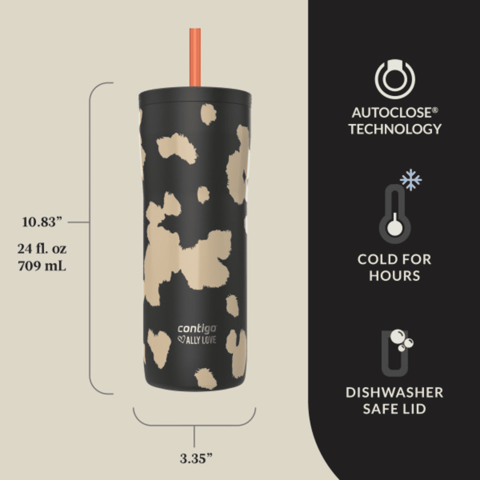 Contigo x Ally Love Streeterville 2.0 Stainless Steel Tumbler with Straw, 24 oz, Stellar Jay - RQB6