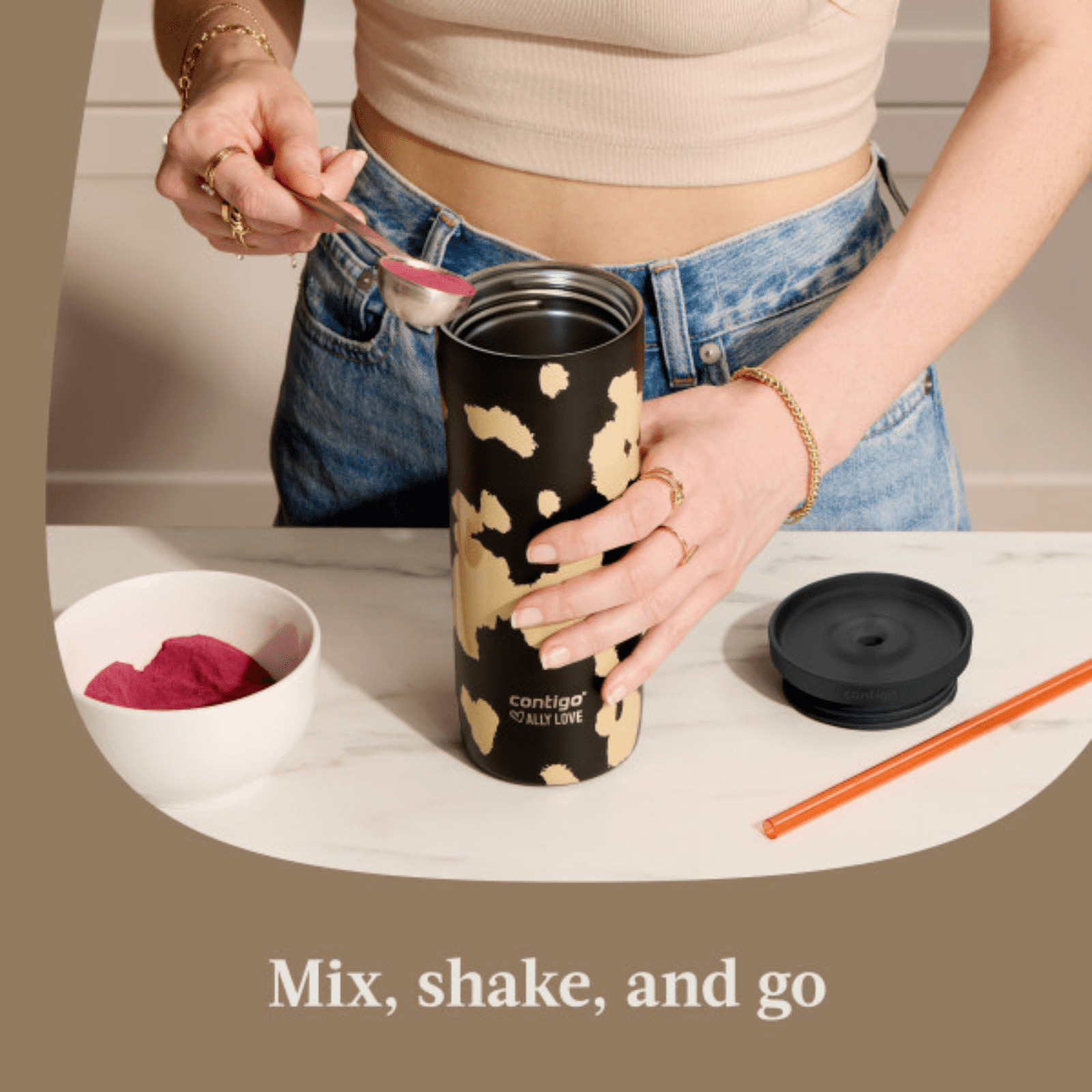 Contigo x Ally Love Streeterville 2.0 Stainless Steel Tumbler with Straw, 24 oz, Stellar Jay - RQB6