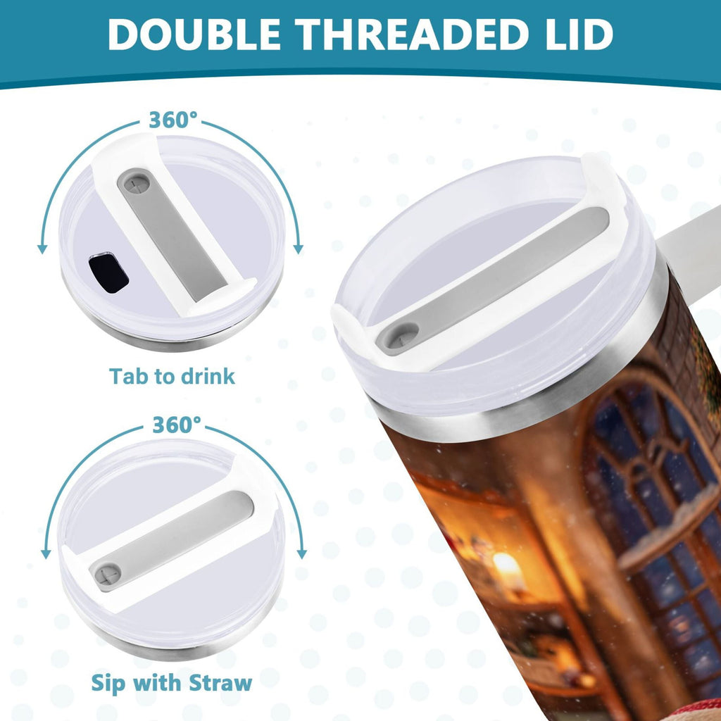 40 oz Insulated Stainless Steel Tumbler Double Wall Stainless Steel Tumbler with 2-Way Drinking Sitting Santa Claus - THC6