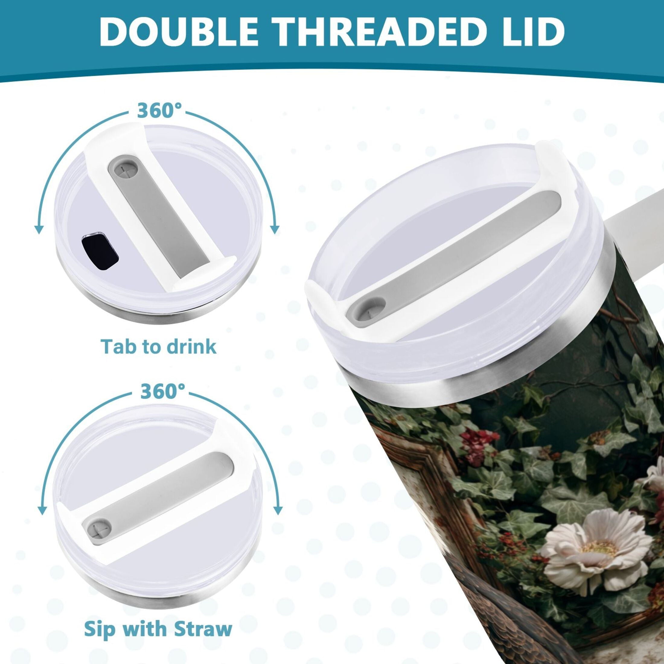 30 oz Insulated Stainless Steel Tumbler Double Wall Stainless Steel Tumbler with 2-Way Drinking Wreath and Bald Eagle - NZSZ