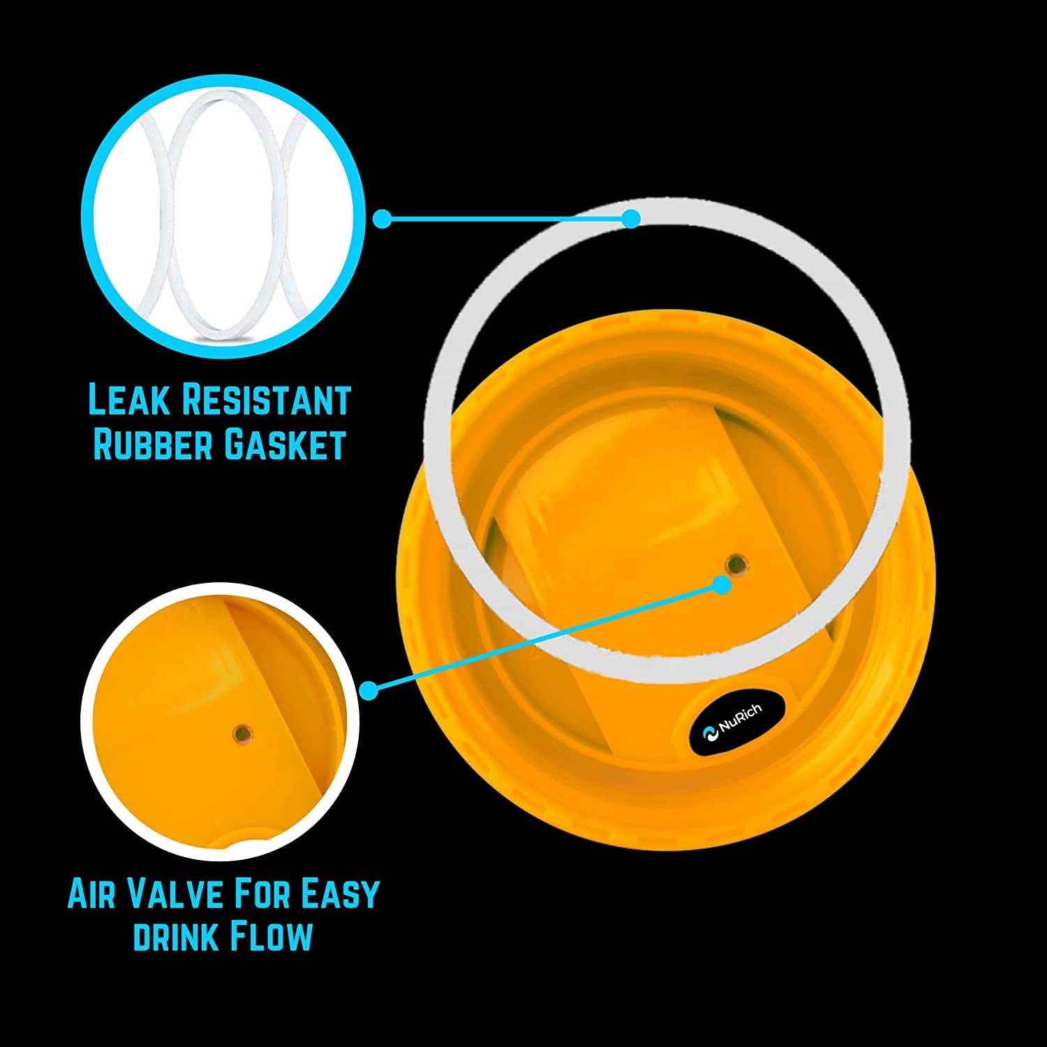 NuRich Hydro Wide Mouth Flip and Sip Replacement Coffee Lid or Cap Accessories Compatible with Hydroflask, Nalgene, and Many More Top Water Bottle Brands Sizes 12 16 18 20 32 40 64 Ounce - ENFT