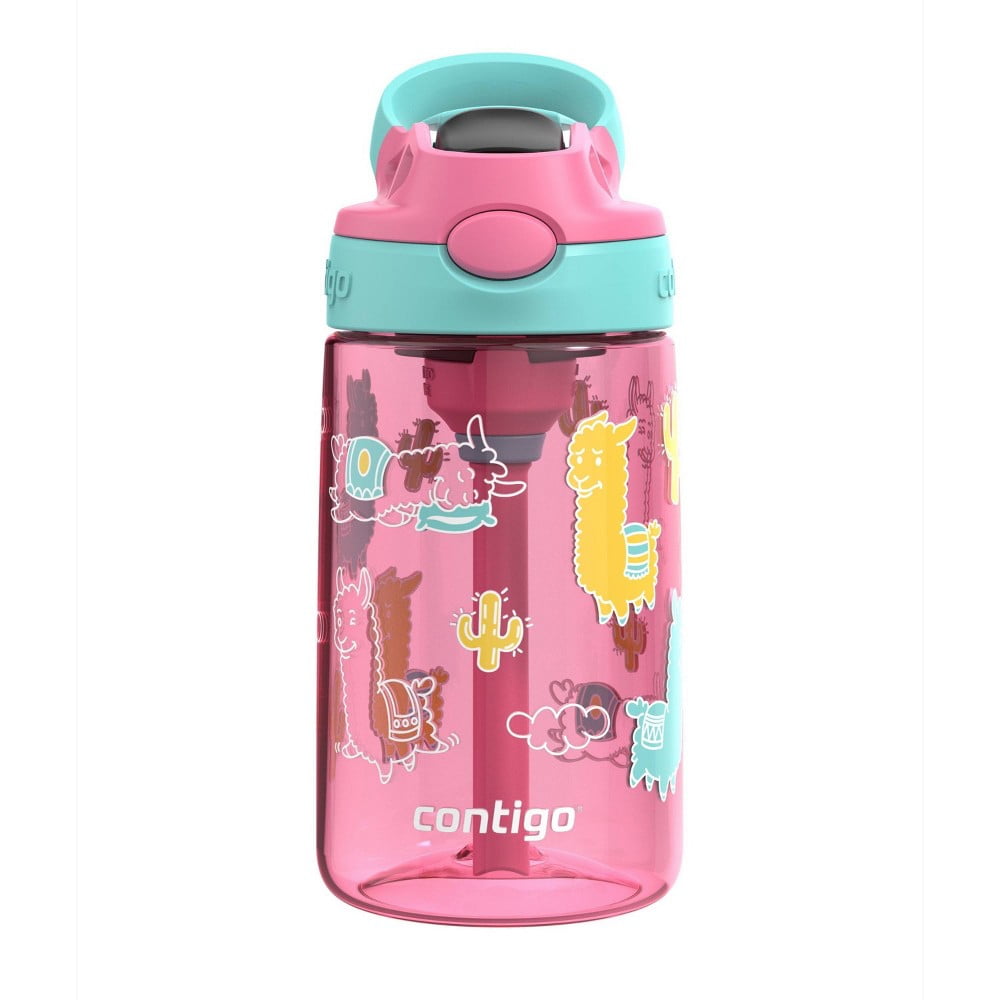Contigo 14oz Kids' Water Bottle with Redesigned AutoSpout Straw Azalea Jade Vine with Llamas - EVVW