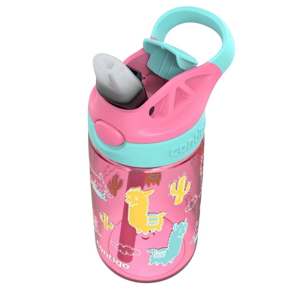 Contigo 14oz Kids' Water Bottle with Redesigned AutoSpout Straw Azalea Jade Vine with Llamas - EVVW