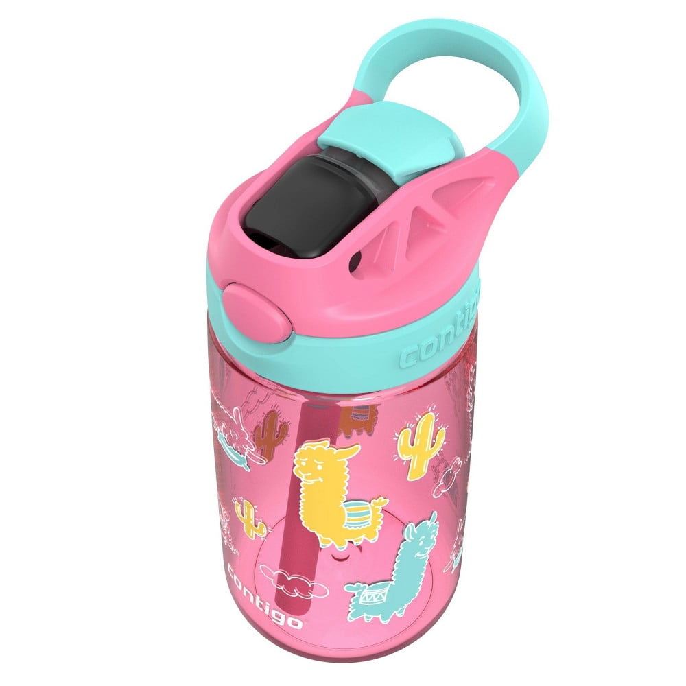 Contigo 14oz Kids' Water Bottle with Redesigned AutoSpout Straw Azalea Jade Vine with Llamas - EVVW