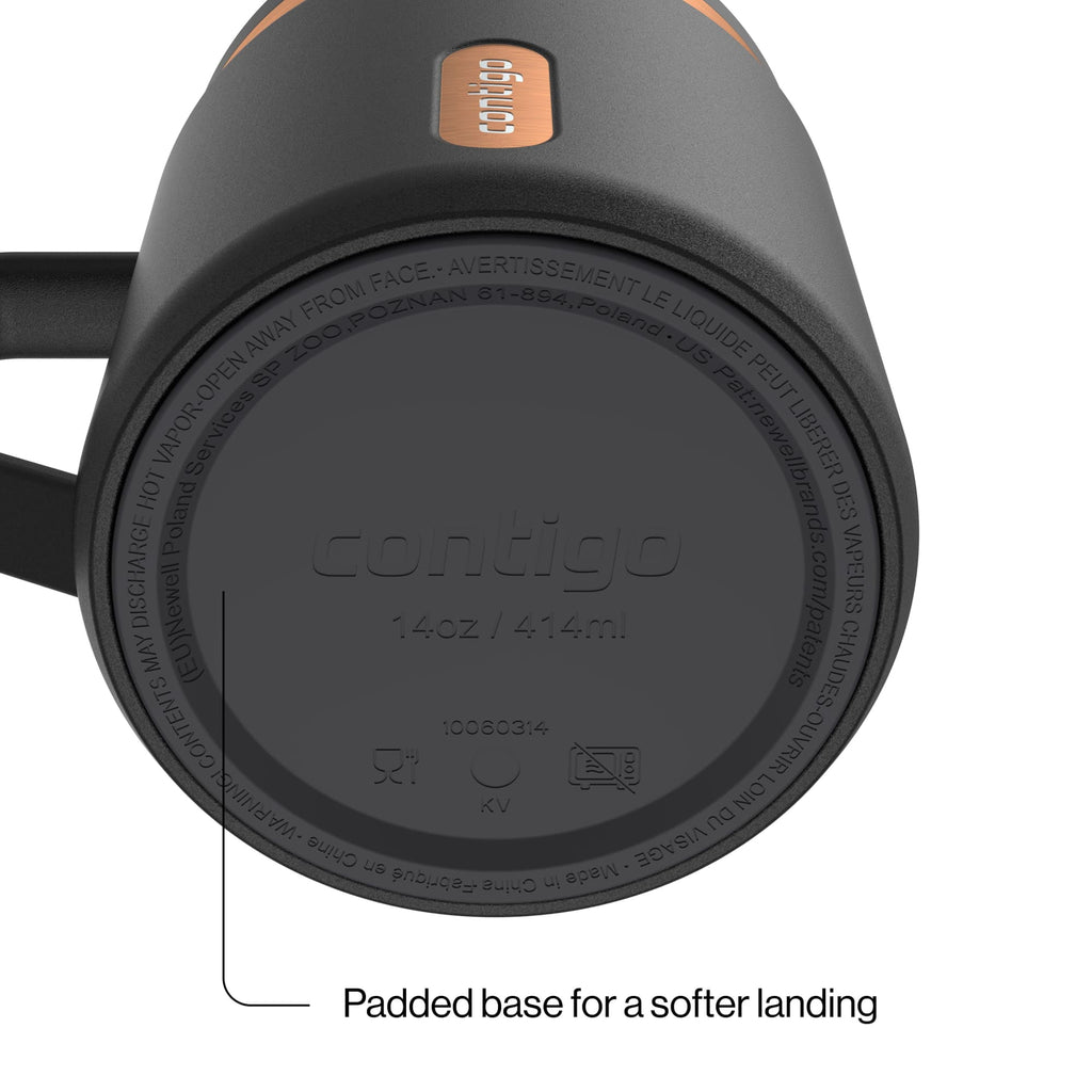 Contigo SnapSeal Leakproof Stainless Steel Reusable Travel Tumbler,Black/Bronze, 14 oz - 9DSU