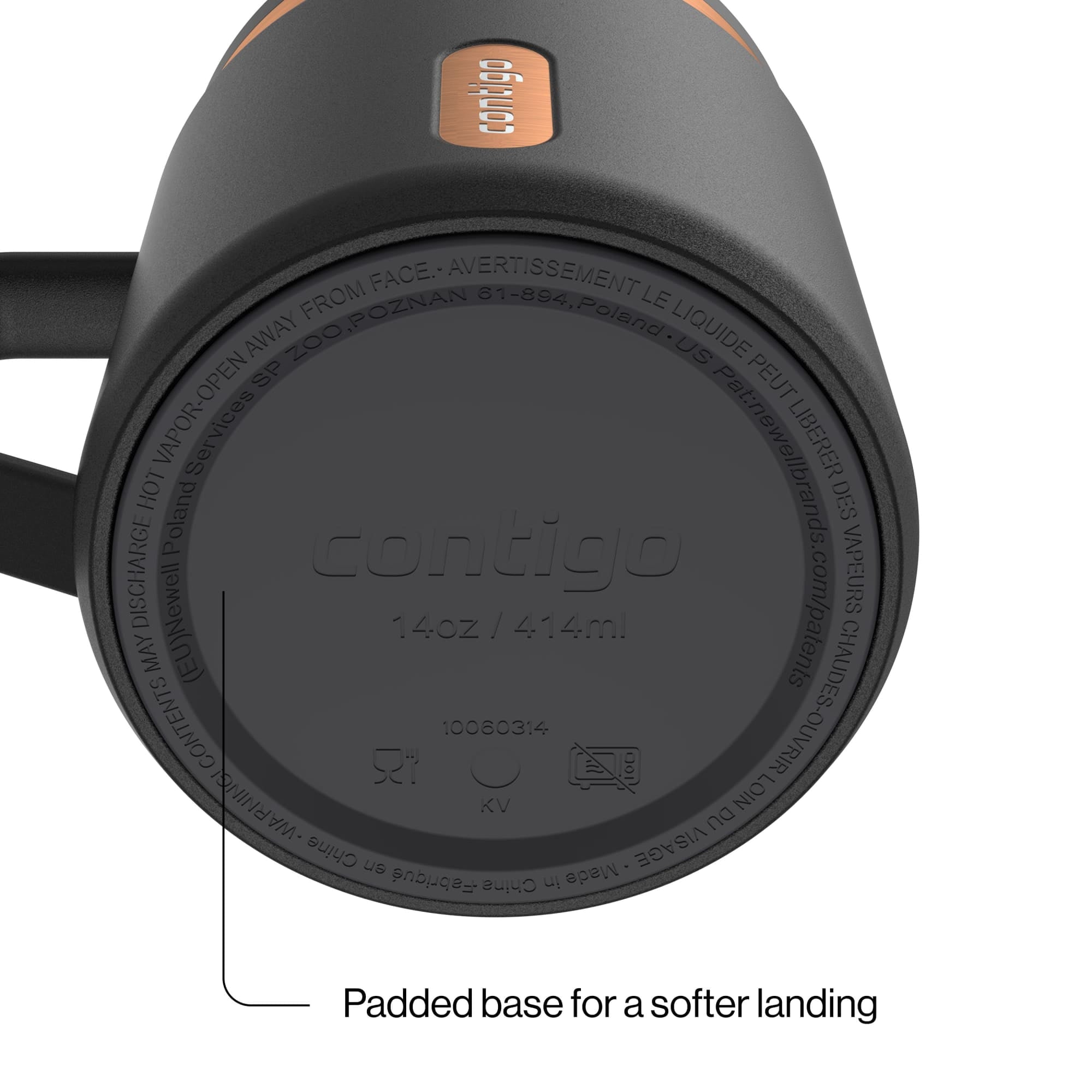 Contigo SnapSeal Leakproof Stainless Steel Reusable Travel Tumbler,Black/Bronze, 14 oz - 9DSU