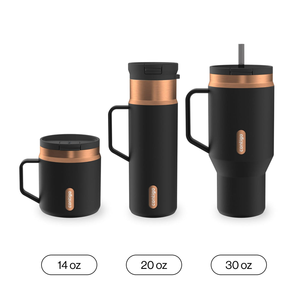 Contigo SnapSeal Leakproof Stainless Steel Reusable Travel Tumbler,Black/Bronze, 14 oz - 9DSU