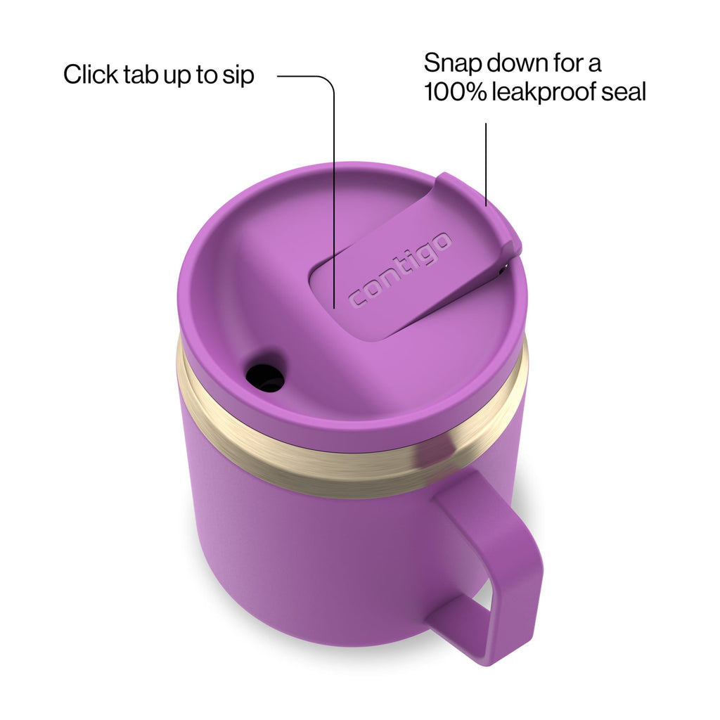Contigo SnapSeal Leakproof Stainless Steel Reusable Travel Tumbler,Black/Bronze, 14 oz - 9DSU