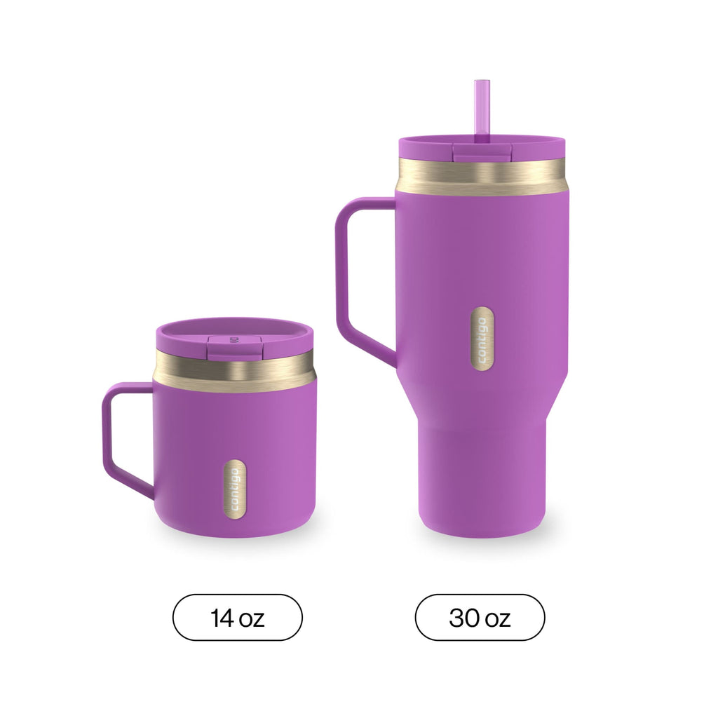 Contigo SnapSeal Leakproof Stainless Steel Reusable Travel Tumbler,Black/Bronze, 14 oz - 9DSU