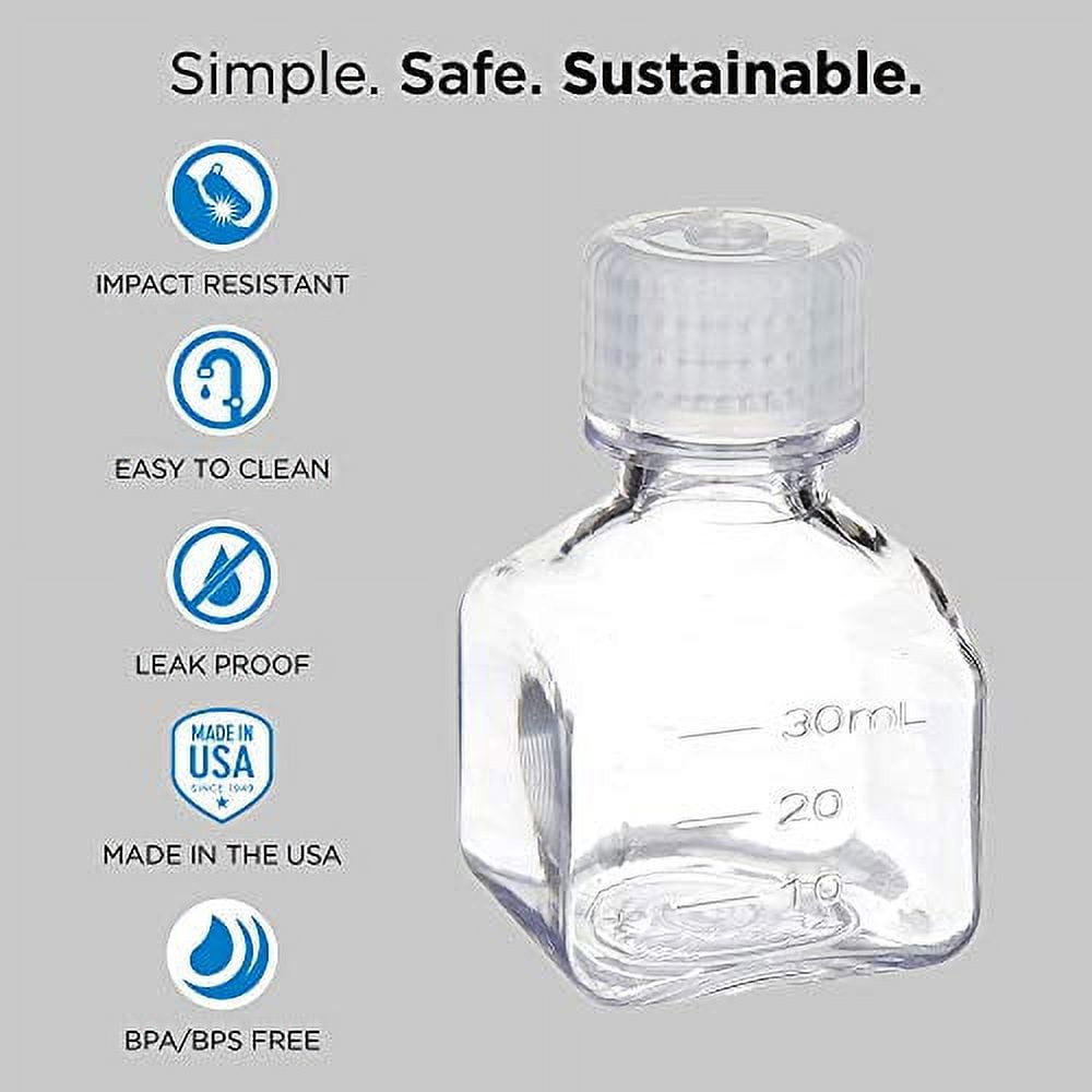 Nalgene Transparent Lexan Polycarbonate Square Storage Bottle - 8 oz. - Clear - BLBJ