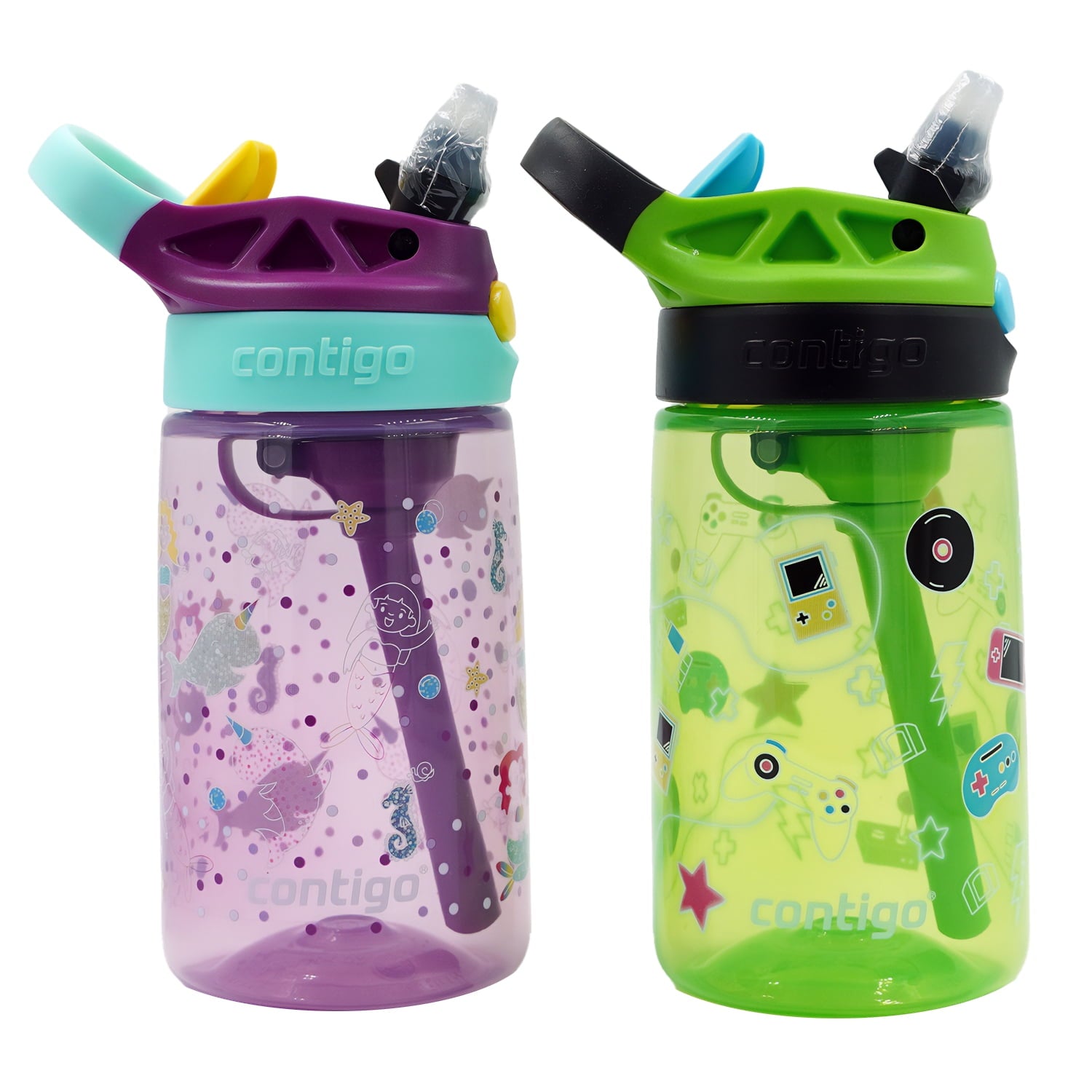 Contigo Kid's 14 oz. Aubrey Water Bottle 2-Pack - Bunnies/Frog - JLXD
