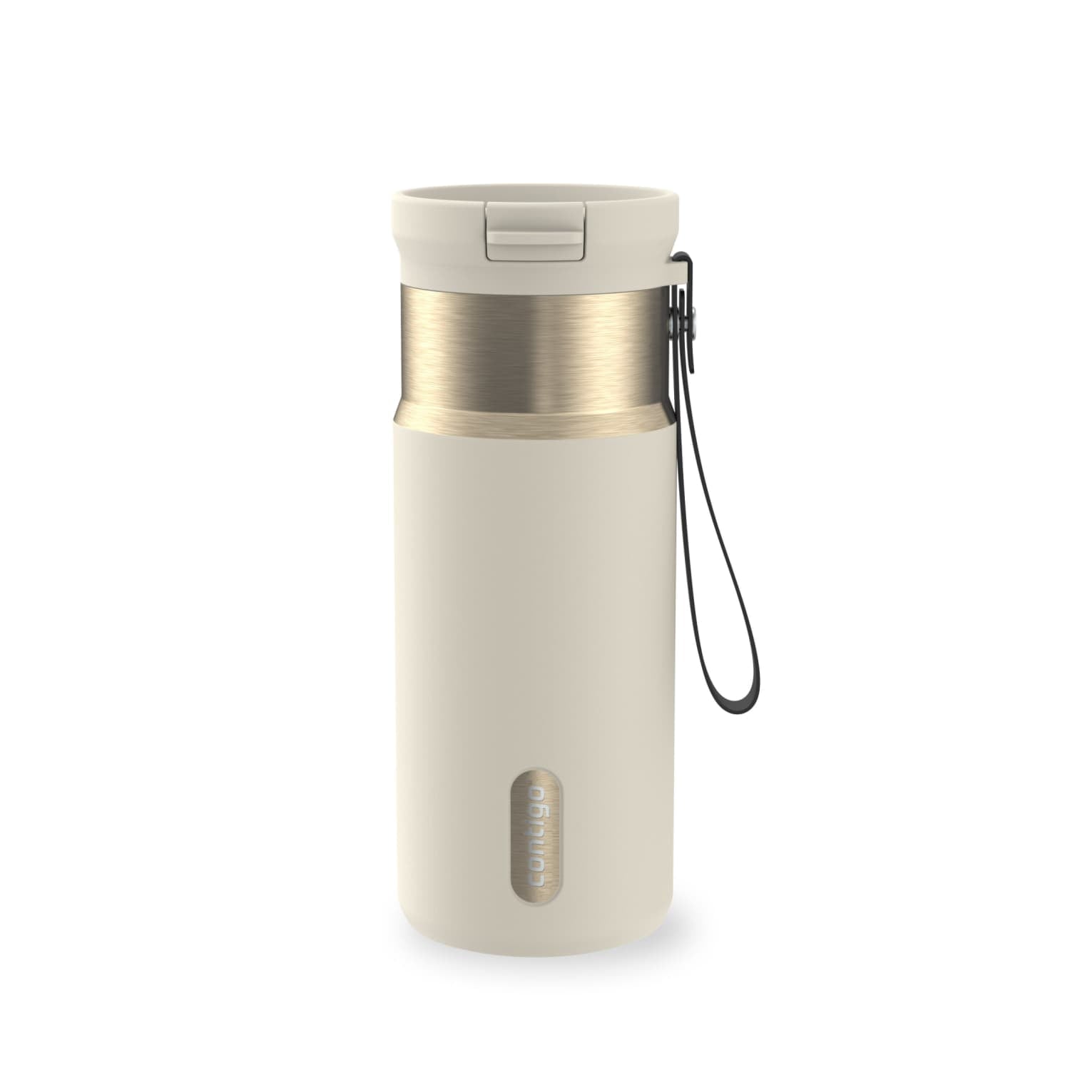 Contigo SnapSeal Leakproof Stainless Steel Reusable Water Bottle with Carrying Strap, Black/Bronze, 16 oz - GW7W