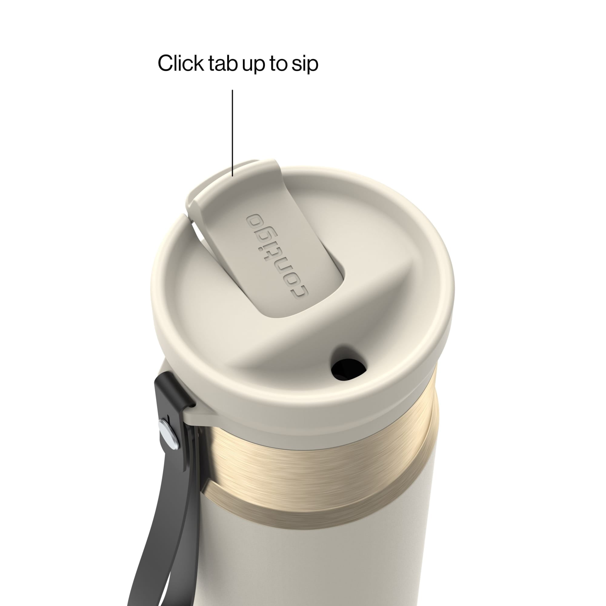 Contigo SnapSeal Leakproof Stainless Steel Reusable Water Bottle with Carrying Strap, Black/Bronze, 16 oz - GW7W