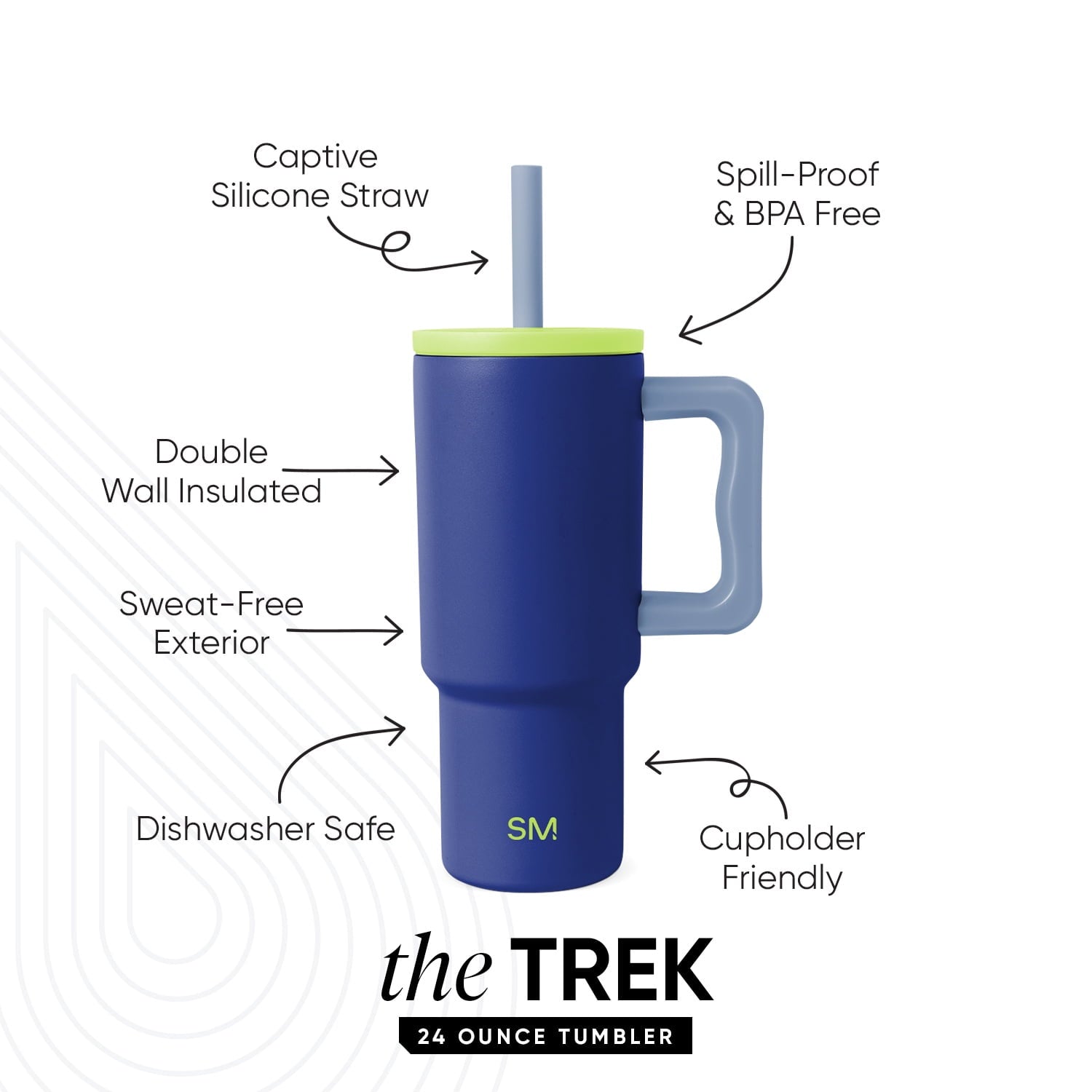 Simple Modern 24oz Trek Tumbler with handle and Silicone Straw Lid | Asteroid - NJ8Q