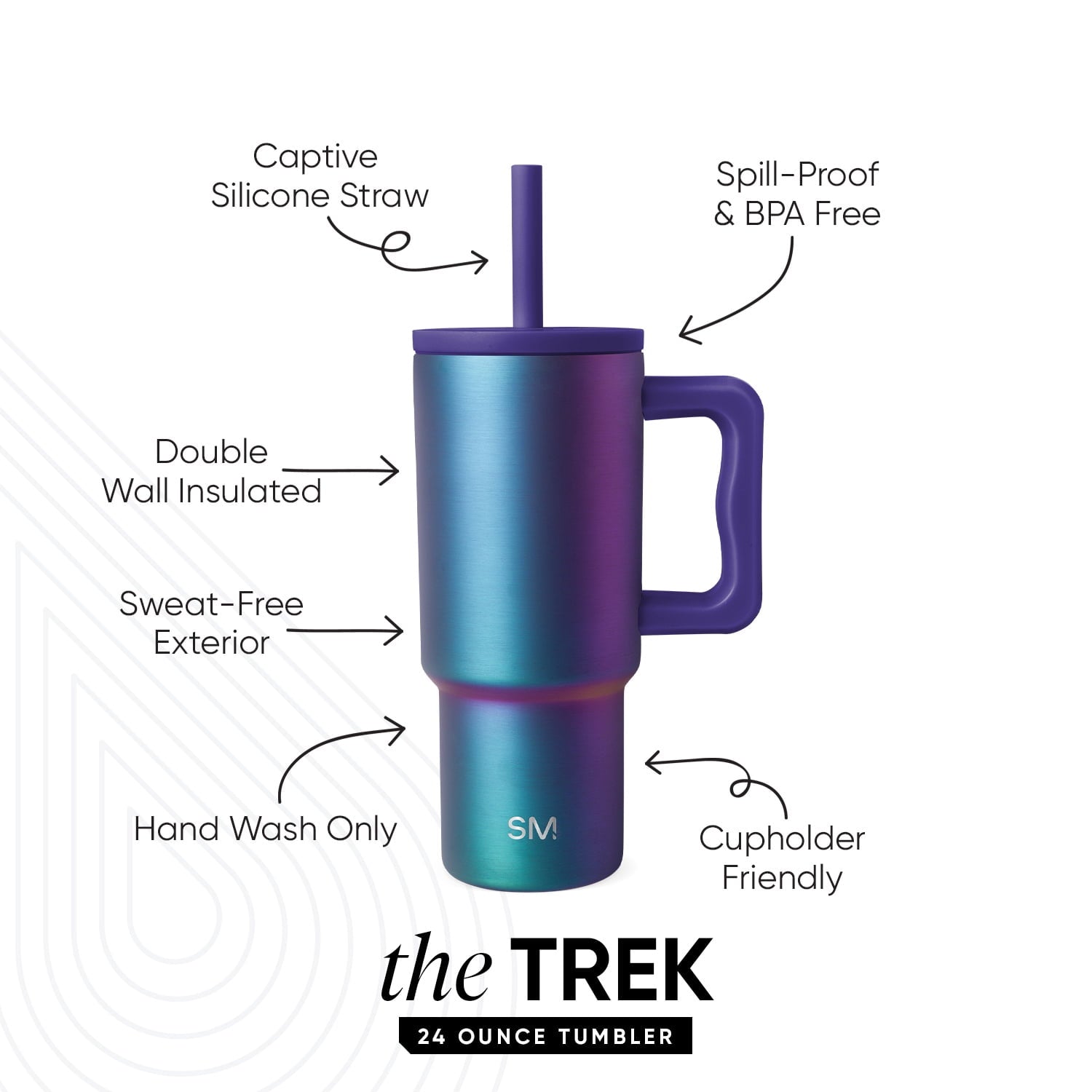 Simple Modern 24oz Trek Tumbler with handle and Silicone Straw Lid | Asteroid - NJ8Q