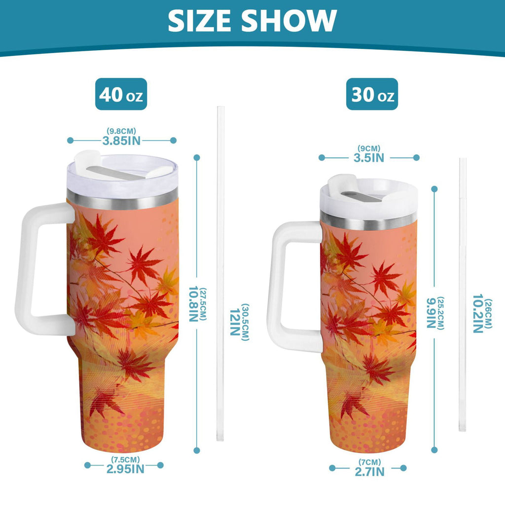 40 oz Insulated Stainless Steel Tumbler Double Wall Stainless Steel Tumbler with 2-Way Drinking Red Maple Leaves in Autumn - 2MYN