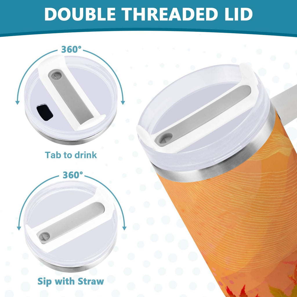 40 oz Insulated Stainless Steel Tumbler Double Wall Stainless Steel Tumbler with 2-Way Drinking Red Maple Leaves in Autumn - 2MYN