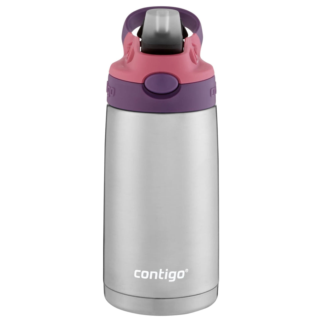 Contigo Kids Stainless Steel Water Bottle with Redesigned AUTOSPOUT Straw Lid Eggplant and Punch, 13 fl oz. - 4VP4