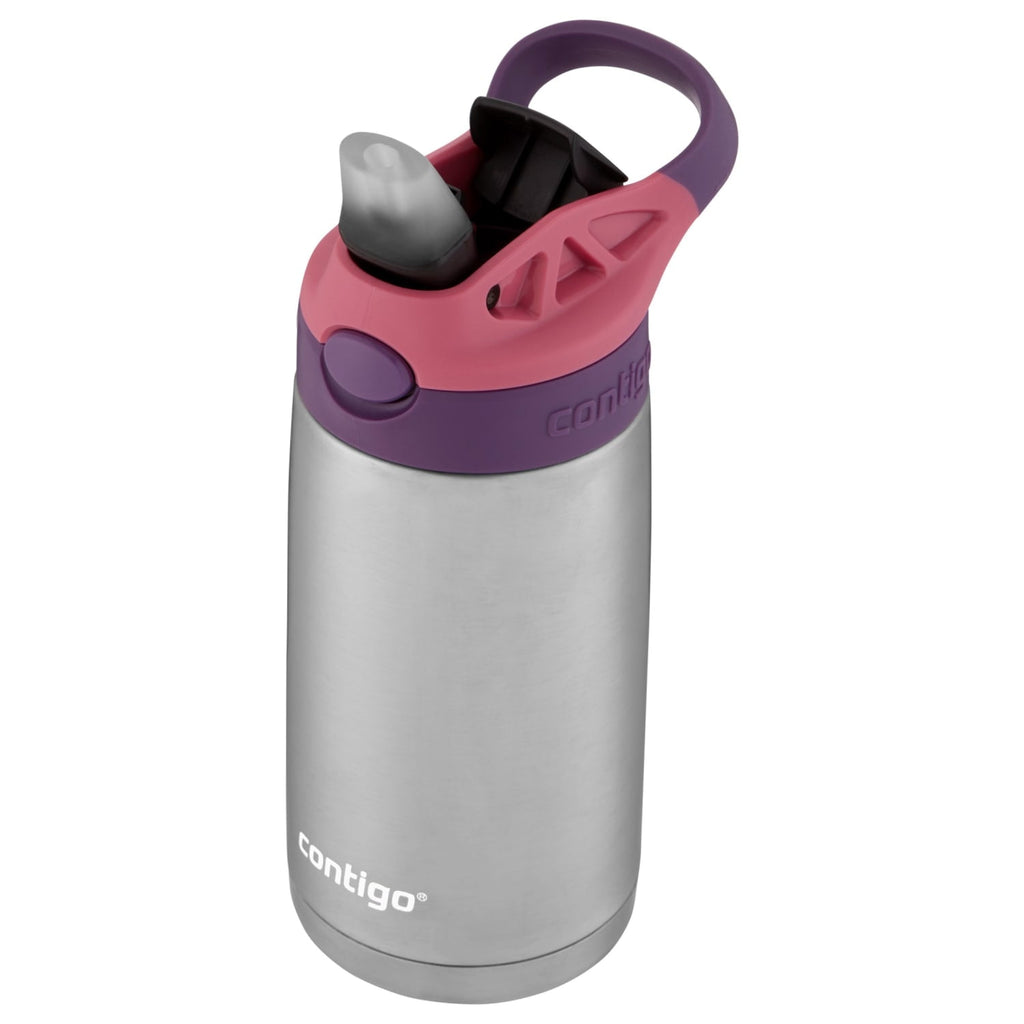 Contigo Kids Stainless Steel Water Bottle with Redesigned AUTOSPOUT Straw Lid Eggplant and Punch, 13 fl oz. - 4VP4