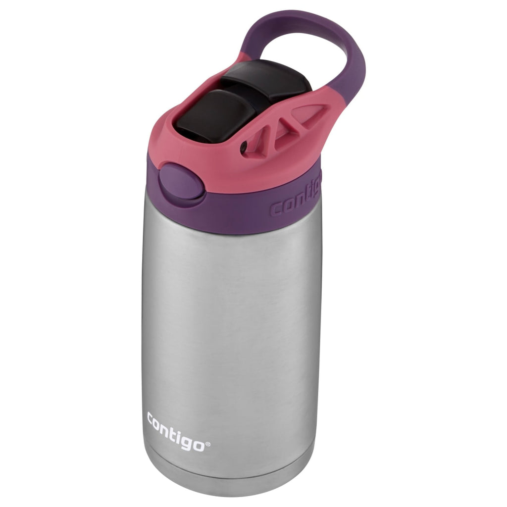 Contigo Kids Stainless Steel Water Bottle with Redesigned AUTOSPOUT Straw Lid Eggplant and Punch, 13 fl oz. - 4VP4