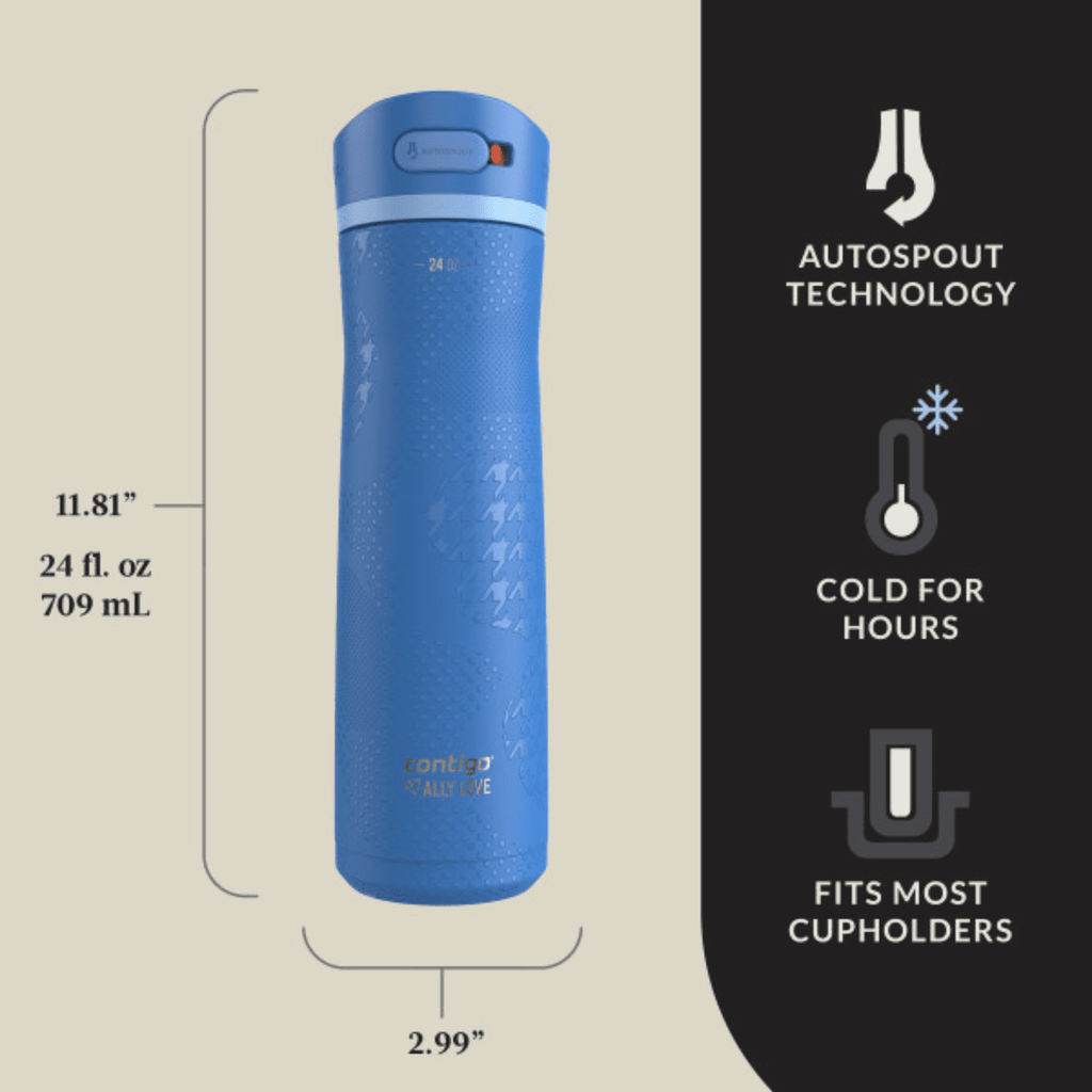 Contigo x Ally Love Ashland Chill 2.0 Stainless Steel Water Bottle with Autospout Lid, 24 oz, Oatmilk - PPWA