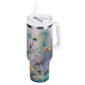 40 oz Insulated Stainless Steel Tumbler Double Wall Stainless Steel Tumbler with 2-Way Drinking Abstract Wildflowers - XZH3