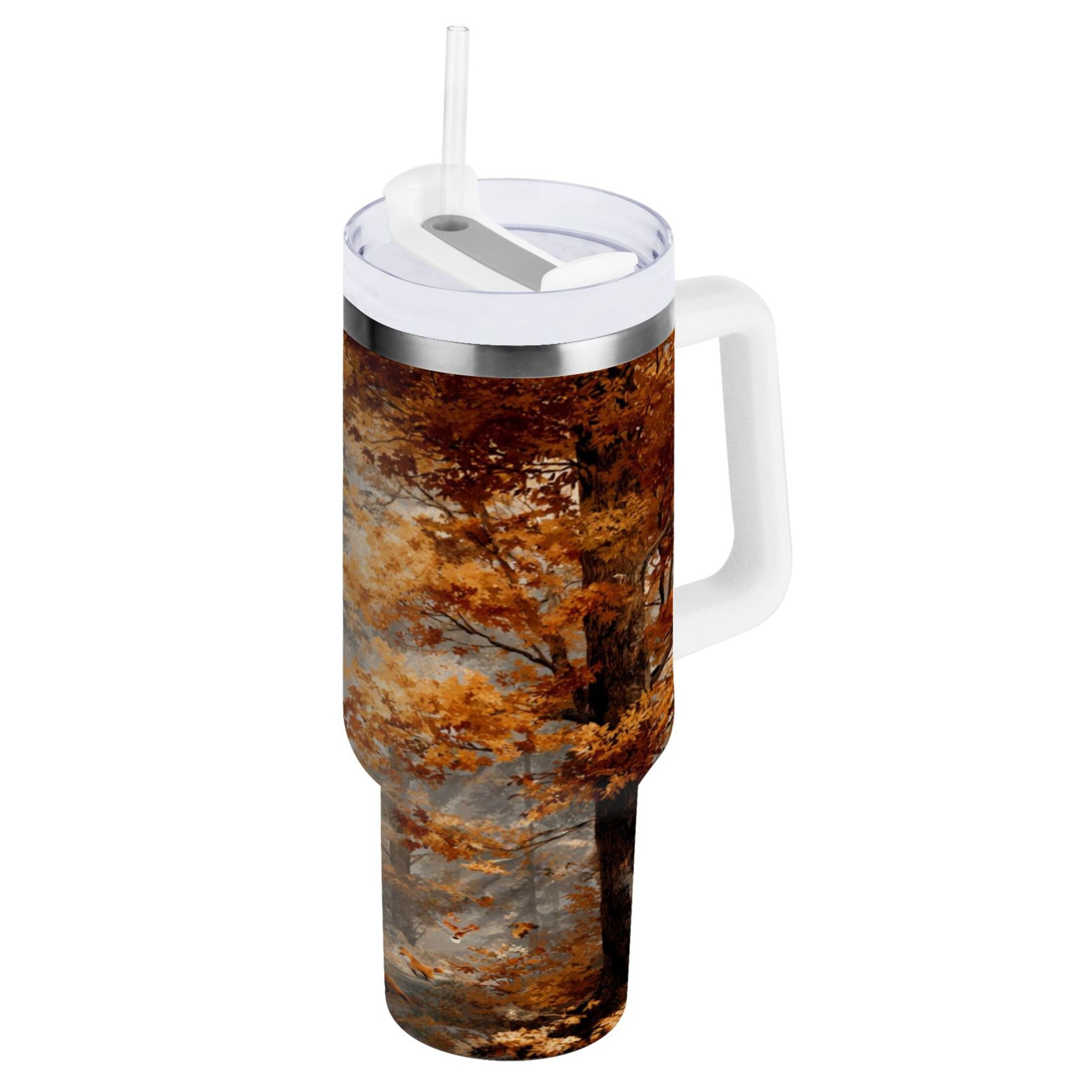 30 oz Insulated Stainless Steel Tumbler Double Wall Stainless Steel Tumbler with 2-Way Drinking Beautiful Autumn Forest - TMGP