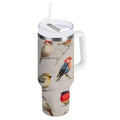 40 oz Insulated Stainless Steel Tumbler Double Wall Stainless Steel Tumbler with 2-Way Drinking Birds Pattern - AKAL
