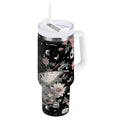 40 oz Insulated Stainless Steel Tumbler Double Wall Stainless Steel Tumbler with 2-Way Drinking Butterfly Surrounded by Flowers - 5VJE