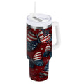 40 oz Insulated Stainless Steel Tumbler Double Wall Stainless Steel Tumbler with 2-Way Drinking Butterfly with National Flag - P7G7