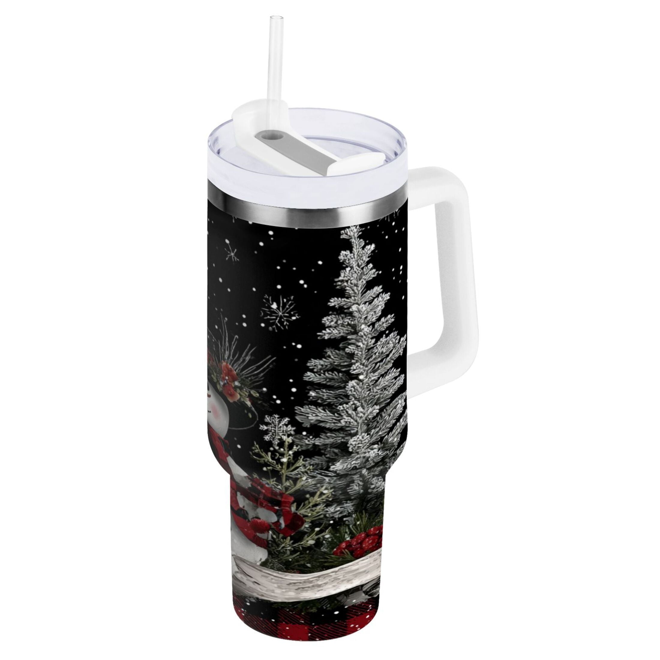 30 oz Insulated Stainless Steel Tumbler Double Wall Stainless Steel Tumbler with 2-Way Drinking Christmas Snowman - ST6G