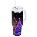 40 oz Insulated Stainless Steel Tumbler Double Wall Stainless Steel Tumbler with 2-Way Drinking Christmas Trees with Lights - AC7Y