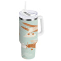 40 oz Insulated Stainless Steel Tumbler Double Wall Stainless Steel Tumbler with 2-Way Drinking Cute Airplanes - MLKJ
