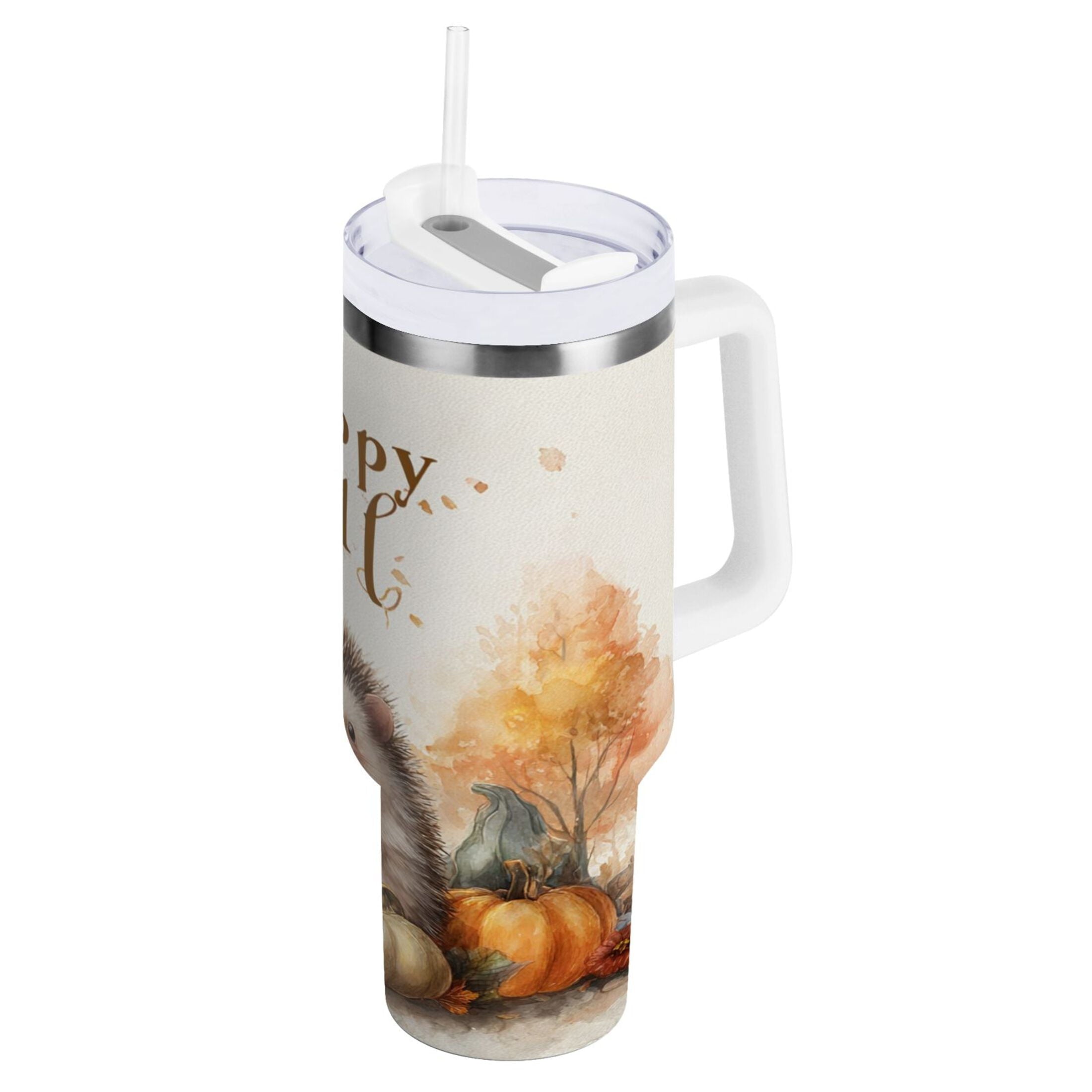 30 oz Insulated Stainless Steel Tumbler Double Wall Stainless Steel Tumbler with 2-Way Drinking Cute Little Hedgehog - L9YJ