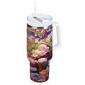 40 oz Insulated Stainless Steel Tumbler Double Wall Stainless Steel Tumbler with 2-Way Drinking Festive Christmas Scene - 3AT6
