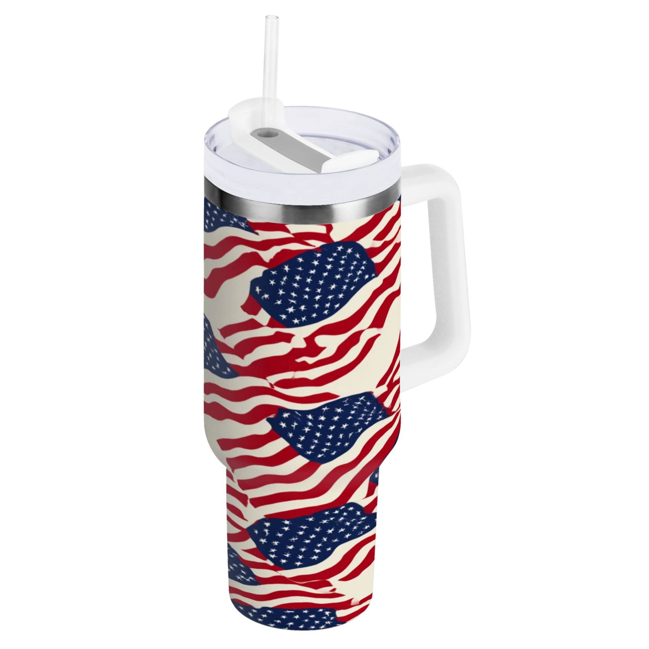 40 oz Insulated Stainless Steel Tumbler Double Wall Stainless Steel Tumbler with 2-Way Drinking Flags Abstract Design - VX3M