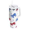 40 oz Insulated Stainless Steel Tumbler Double Wall Stainless Steel Tumbler with 2-Way Drinking Hand-drawn Bows - RTPG